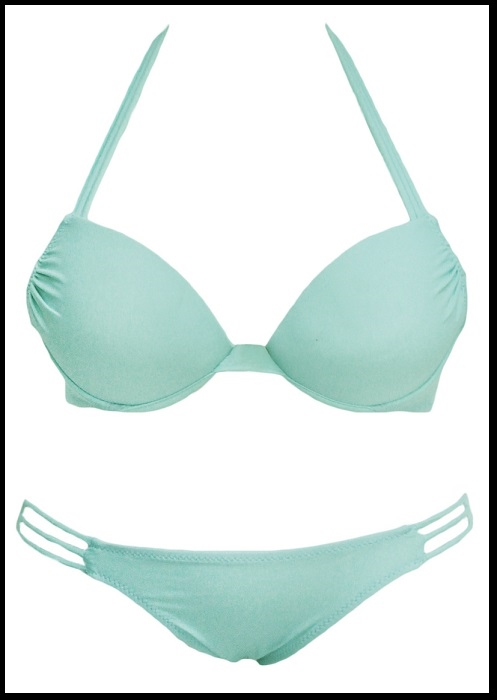 Mint blå push up bikini sæt